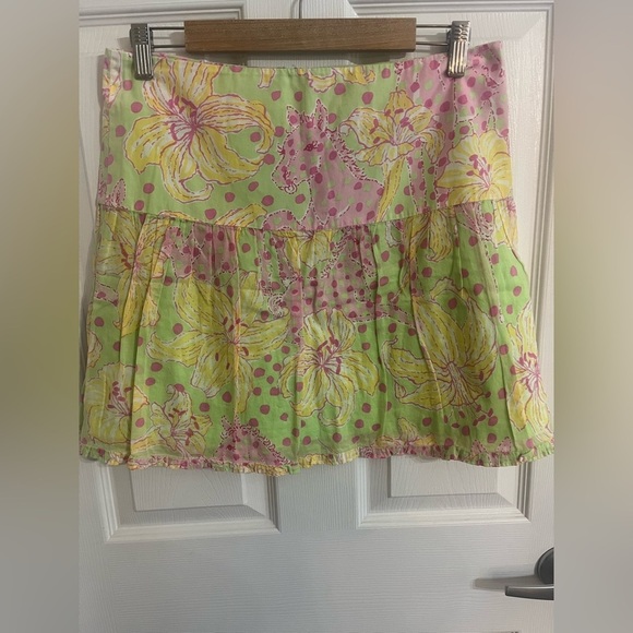 Lilly Pulitzer Vintage Carmen Skirt 6 Palm Green Multi Fillies for Lillies - Picture 4 of 8
